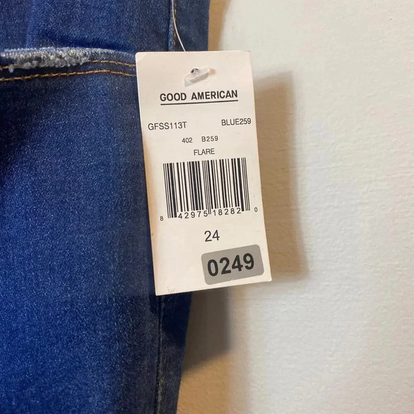 NWT Good American Good Flare Leg Jeans High Rise Stretch Dark Wash Plus Size 24 - Picture 6 of 9